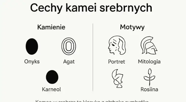 Kamea w srebrze: kamienie (onyks, agat, karneol) i motywy (portret, mitologia, roślina). Co to jest kamea? Klasyka z głęboką symboliką.