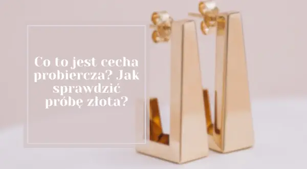 Eleganckie kolczyki z żółtego złota, które przypominają czerwone złoto ruskie. Tekst pyta o cechę probierczą i próbę złota.