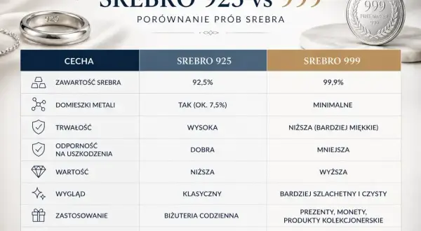 Porównanie srebra 925 i 999: zawartość, trwałość, wygląd. Srebro 999 to bardziej szlachetny metal szlachetny.