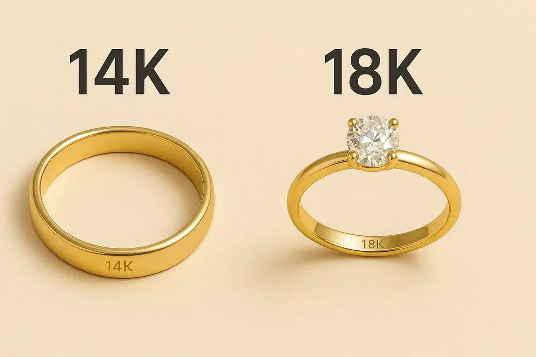 złoto 18k kolor vs 14k